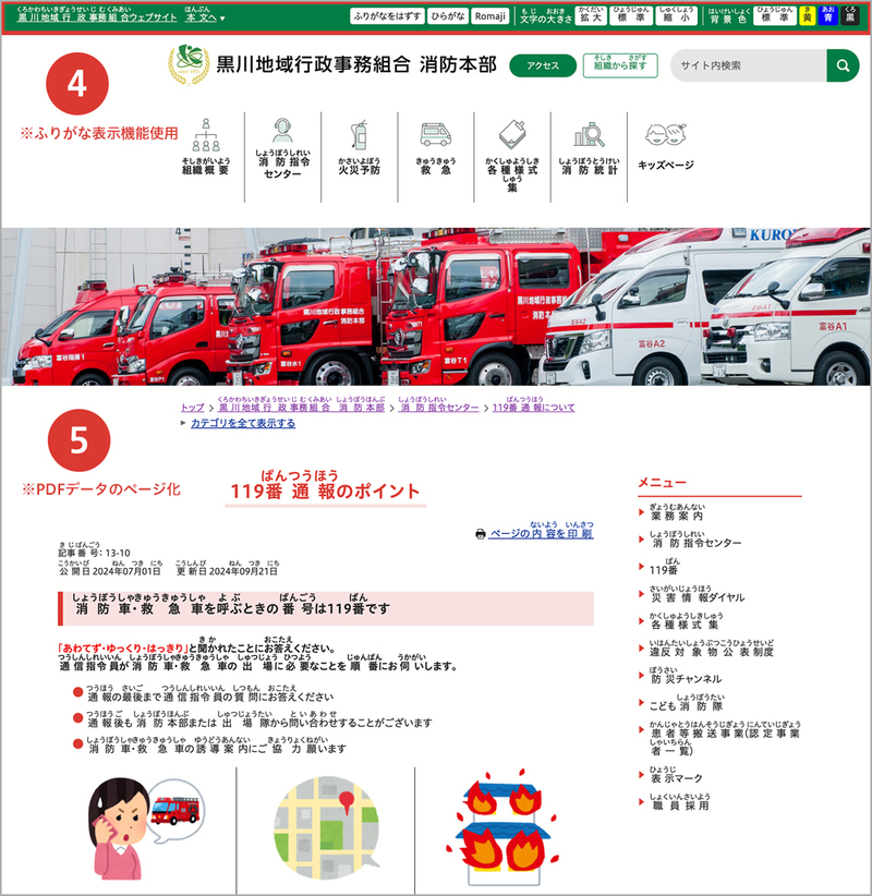 ふりがな表示機能使用 ふりがな表示機能使用