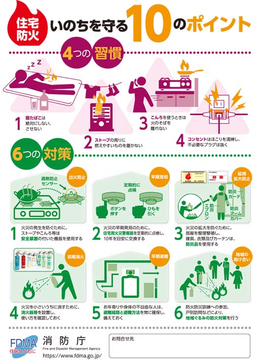 住宅防火いのちを守る10のポイント